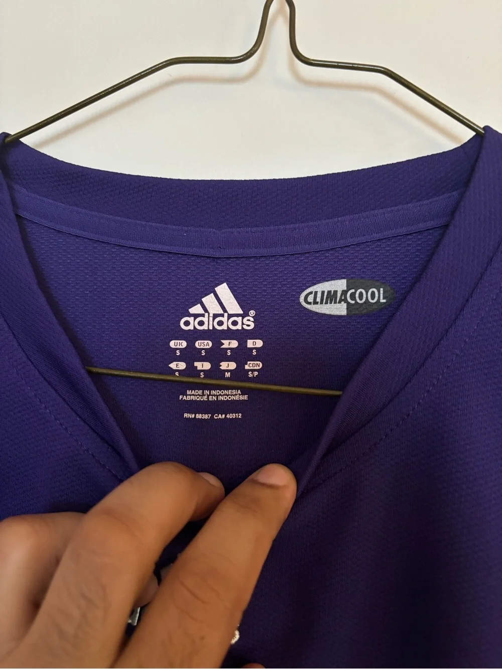 adidas Purple Athletic Short Sleeve Tee with White Accents Size S